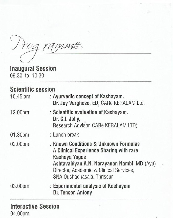 Program- Standardisation of Kashayam Workshop - Itoozhi Ayurveda